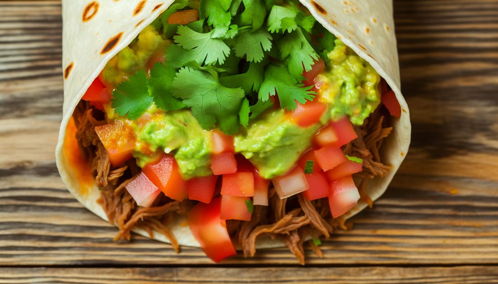 delicious shredded beef burrito