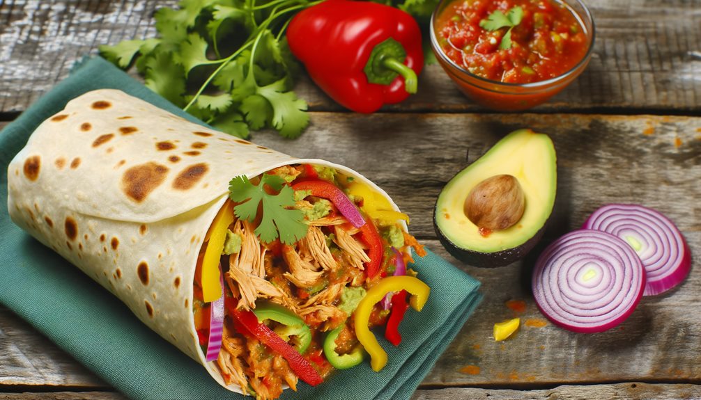 delicious shredded chicken burrito