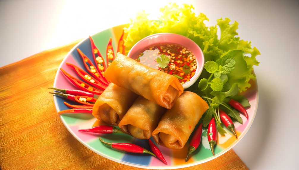 pork filled crispy spring rolls